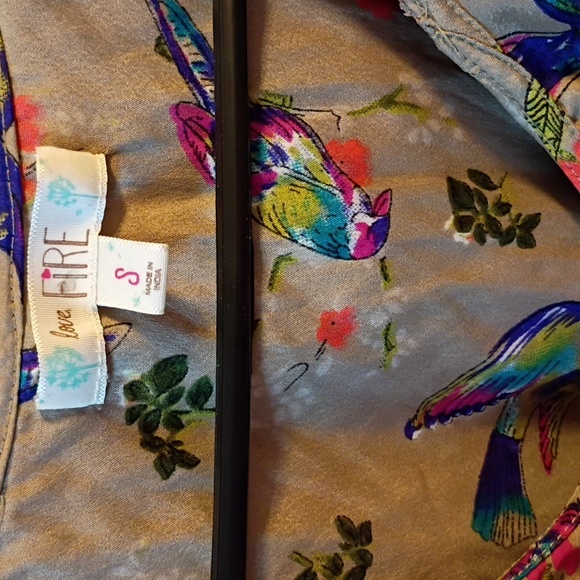 Love, Fire Silky Watercolor Bird Print Dress - Picture 3 of 5